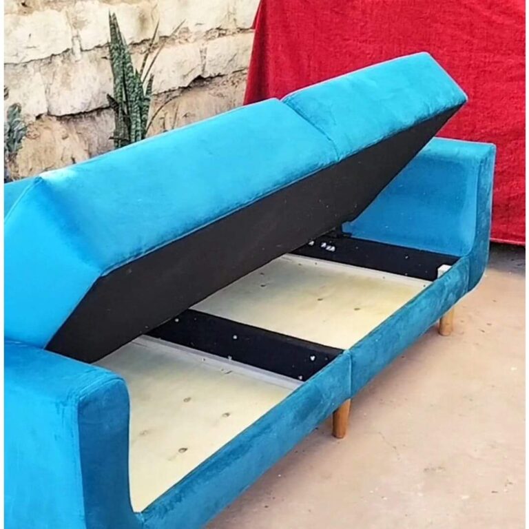 Sofa Bed With Storage of Fleece Blankets and Pillows